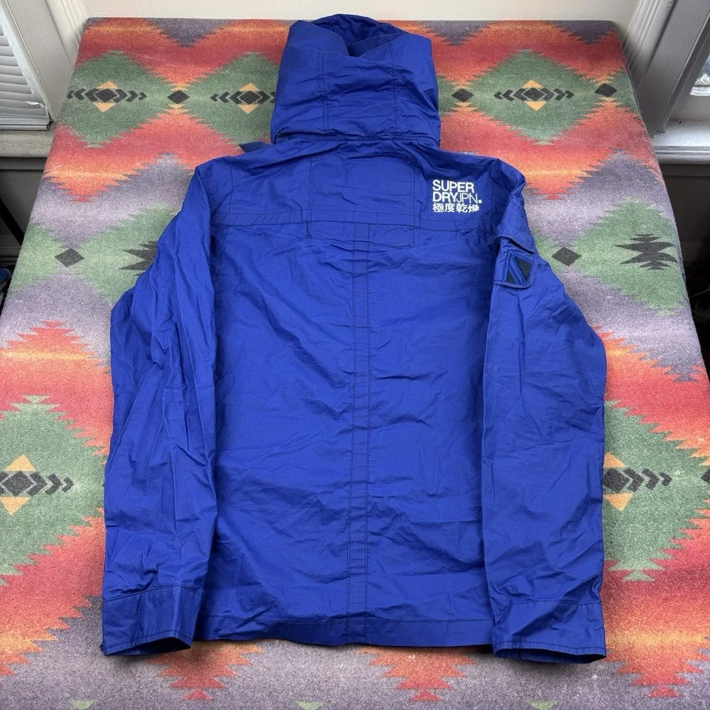 Superdry Military Jacket Men's Small Blue Cotton Utility Safari Pockets Full Zip